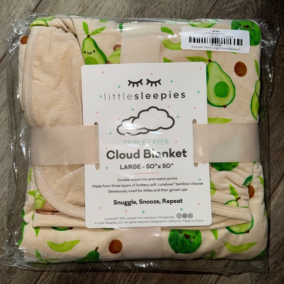 Little Sleepies Other - 🥑🍞 Avocado Toast Large Cloud Blanket Little Sleepies New Limited Edition Bamboo